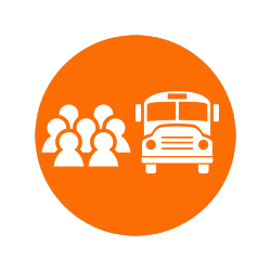 kids and school bus icon